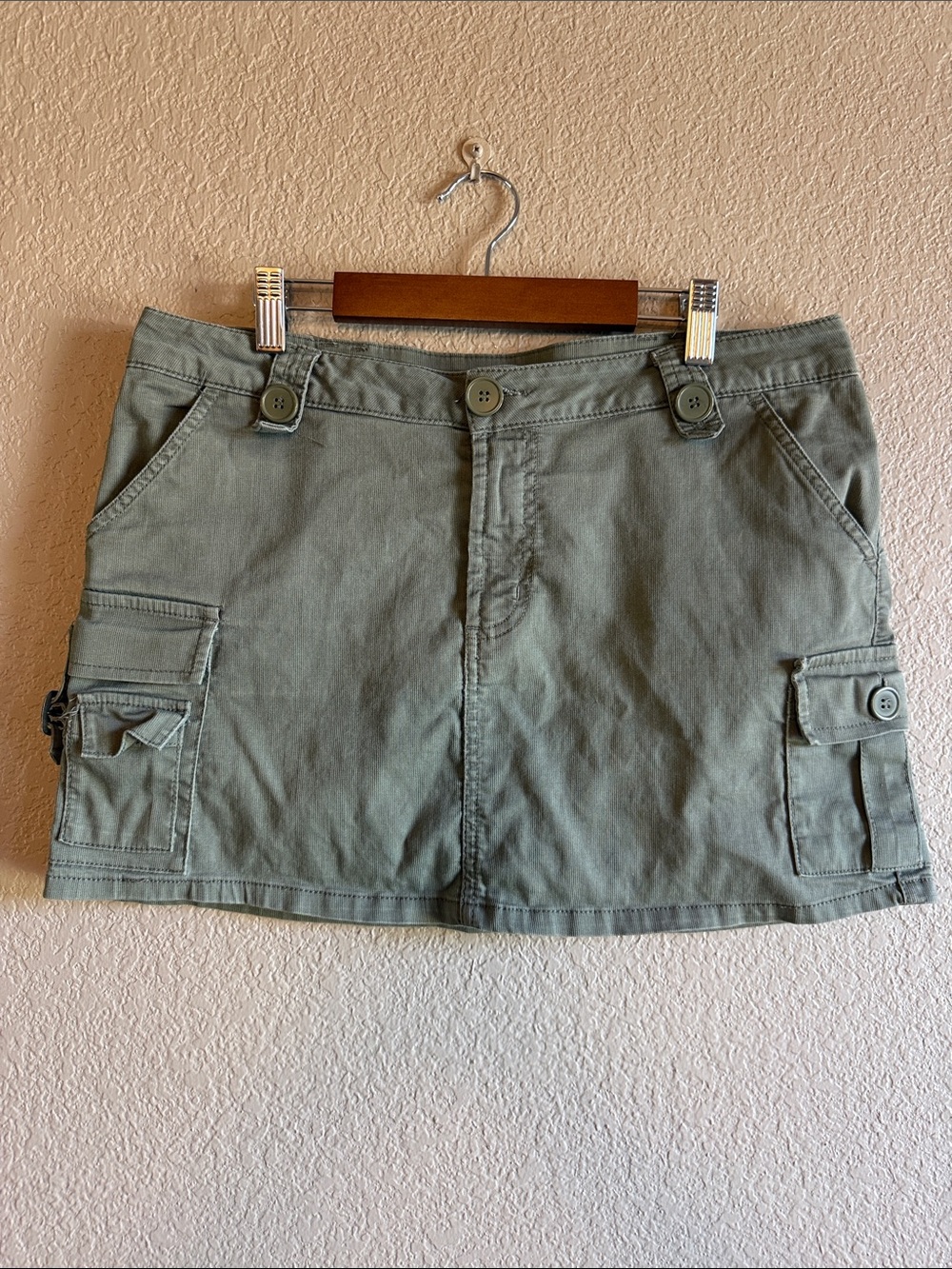 Vintage Olive Cargo Mini Skirt